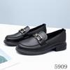 59092025 Zapatos de Cuero Estilo Nuevo para Primavera y Otoño, Mocasines Slip-On Versátiles para Mujer, Suela Suave Negra, Zapatos de Trabajo de Cuero Suave