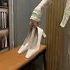 Zapatos de tacón grueso estilo francés, elegantes, versátiles, de tacón alto, nuevos, de punta cuadrada, de satén, a la moda, sin cordones, de corte bajo para mujer
