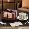 Taza de café y platillo de cerámica rústica, taza de café de cerámica cocida en horno con un diseño de alta gama, hermosa taza para latte art, regalo práctico