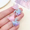 Misto 9 Cores Resina Desenho Animado Fofo Glitter Gradiente Multicolorido Gatinho Pingente Brincos Chaveiro Acessórios de Joia DIY