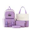 Nova Mochila de Quatro Peças em Tecido Oxford Estilo Coreano para Alunos do Ensino Fundamental Bolsa Escolar Fashion de Alta Capacidade para Alunos da Terceira à Sexta Série