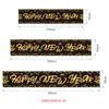 Banner de Año Nuevo Transfronterizo Feliz Año Nuevo Nochevieja Decoración de Patio Sala de Estar Banner Negro Dorado Personalización