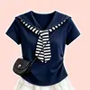 Conjunto de Princesa para Niña 2026: Conjunto de Dos Piezas Falda con Cuello Azul Marino de Manga Corta Dulce Lindo para Niños Mayores