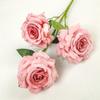 3 Rosas de Cabeça Única com Bordas Encaracoladas, Rosas Diamante para Arranjos de Corredor de Casamento, Flores Artificiais, Decoração de Parede de Flores da Moda, Flores Simuladas para Celebrações de Casamento