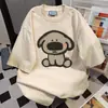 Camiseta de Manga Corta con Estampado de Perro de Diseño de Nicho Verano 2026 Nuevo Casual Holgado Vintage Versátil Top