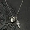 Collar Colgante de Joyería Transfronteriza Plata Tailandesa Vintage Desgastado Tumba Corazón Espada Pequeña Estilo Europeo y Americano Gama Alta Otoño e Invierno