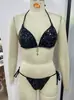 25 Bikini de Isla Dividida Transfronterizo Europeo y Americano Nuevo para Mujer Hebilla de Metal Exportación Sexy Vacaciones Bikini Super Revelador