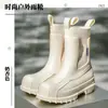 Botas de Chuva Transfronteiriças, Sapatos de Borracha Femininos da Moda de Cano Médio, Botas de Chuva, Sapatos Aquáticos, Botas de Plástico para Água, Botas de Chuva Antiderrapantes para Cozinha, Galochas para Adultos
