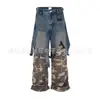 Moda Estilo Japonês Comércio Exterior Novo Design Desgastado Jeans Patchwork Tendência Solto Casual High Street Calças Longas Unissex