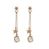 Pendientes de Borlas Largas con Gemas Estilo Japonés y Coreano ins Pendientes Retro de Lujo Ligero de Estrella de Cinco Puntas Pendientes Elegantes de Nicho para Celebridades de Internet