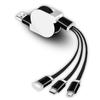 Cable de datos de uno a tres actividad de impresión de logotipo publicidad regalos pequeños al por mayor retráctil carga rápida 5a cable de carga tres en uno