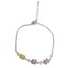Pulseira Colorida Versátil de Flor de Trevo de Zircônia e Pedra Olho de Gato, Joia com Design Minimalista de Luxo Leve Exquisito