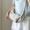 Bolsa Transversal de Nylon de Grande Capacidade Estilo Coreano para Mulheres Verão 2025 Versátil Moda Literária Casual Bolsa de Ombro Bolinho