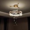 Lámpara de Araña de Cristal Postmoderna Simple de Lujo Ligero Diseñador Sala de Estar Comedor Dormitorio Sala de Modelo Dúplex Luz de Escalera