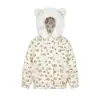 Jaqueta de Algodão com Capuz e Gola de Pelo de Gato Hello Kitty Totalmente Estampada Fofa para Mulheres Inverno 2025 Nova Jaqueta de Algodão Grossa e Quente