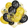 Set de Globos con Confeti Negro Dorado para 16 18 30 40 50 60 Años Combinación Decoración para Fiesta de Cumpleaños de Adultos
