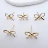 Aretes de Botón para Oreja con Forma de Lazo de Cobre Chapado en Oro de Alta Retención de Color Kit de Materiales para Accesorios de Aretes Hechos a Mano DIY