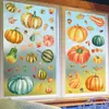 Adesivos Estáticos Personalizados de Ação de Graças, Adesivos de Janela Dupla Face de Abóbora de Outono, Adesivos de Janela para Decoração de Cena em Vidro