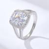 Anillo de Plata de Ley 925 de Venta Caliente Transfronteriza Europea y Americana con Zirconia de Corte Flor de Hielo Super Brillante para Mujer con Anillo de Compromiso y Anillo de Boda de Diamante