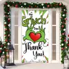 Cubierta de Puerta Decoración de Dibujos Animados del Grinch Cubierta de Puerta Navideña Monstruo Verde Grinch Tela Colgante Tapiz Fondo de Cubierta de Puerta
