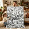Bestseller transfronterizo: Manta para colorear y dibujar DIY, con adorables personajes de Sanrio, una manta de franela para niños, y es lavable