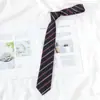 Corbata de Estilo Japonés Estilo Preppy para Mujer, Rayas Rojas Doradas y Rojas, Corbata de Uniforme de Soltero Marrón para Personas Perezosas, Sin Fotos