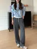 Cardigan de punto con doble cremallera y manga larga estilo perezoso para mujer, suéter holgado con cuello redondo para otoño e invierno, top para mujer A14619