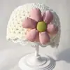 Gorro de Bebé Corazón Pequeño Primavera y Verano Estilo Coreano Gorro de Flores Tejido Gorro Hecho a Mano Primavera y Otoño Gorro para Cabeza de Meses Pequeños