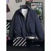 Cleanfit Chaqueta Piloto Negra para Hombre Primavera Marca de Tendencia Cuello Alto Ropa Exterior Americana High Street Corta Chaqueta de Béisbol