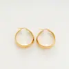 Brincos Largos Curvos em Aço Inoxidável com Ouro 18K, Presilhas de Orelha em Formato de Círculo em U com Textura Minimalista, Joias de Orelha Transfronteiriças Estilo Europeu e Americano