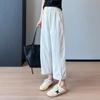 Pantalones Cargo Casuales Adelgazantes de Cintura Alta para Verano con Cordón de Nueve Puntos Pierna Recta Puños Doble Uso Pantalones Deportivos para Mujer G0720Z
