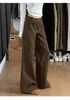 Jeans Melard Color Café Estrechos Pierna Ancha para Mujer Estilo Nuevo Color Café Americanos de Cintura Alta Sueltos Rectos