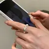 Anel de Metal Prateado Estilo Coreano com Design de Nicho Laço, Anel para Dedo Indicador Personalidade Doce e Cool, Anel Estilo Minimalista Ins