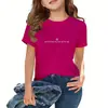 Top de Manga Corta Suelto con Cuello Redondo, Estilo Coreano, de Marca de Moda para Niños Mayores, Camiseta de Algodón Puro a la Moda de Manga Corta para Niñas, a Juego con Padres e Hijos