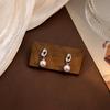 Pendientes de perlas geométricas redondas de personalidad europea y americana de aguja plateada, amor simple, ovalados, de un estilo, de dos piezas, para mujer