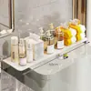 Prateleira para vão traseiro de vaso sanitário, prateleira para vão de parede sem furos, rack de armazenamento oculto, prateleira de vão com laterais alargadas e estendidas