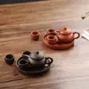 Mini Bule de Areia Roxa Pequeno Bule de Ponta do Dedo Animal de Chá Fumaça Bebida de Chá Enfeites Conjunto de Chá Kung Fu Infantil Bandeja de Chá Xícara de Chá terno