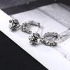 Aretes de Plata Esterlina s925 al por Mayor para Hombres y Mujeres Cruz Campana Plata Tailandesa Retro Envejecida Rock Aretes Distintivos