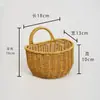 Cesta de Armazenamento Tecida de Rattan Sintético Prateleira de Armazenamento Decoração de Cozinha Banheiro Cesta de Parede para Flores Armazenamento Cesta de Lavar Cesta de Parede para Gengibre e Alho