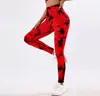 Calça Esportiva de Corrida Transfronteiriça Cintura Alta Bumbum de Pêssego Tie-Dye Legging Esportiva Controle de Barriga Calça de Yoga Fitness de Cintura Alta