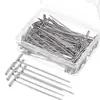 Alfileres en forma de T al por mayor, alta dureza, color plateado, alfileres para fijar extensiones de peluca, alfileres de posicionamiento para moldes, 50/100 piezas en una caja