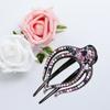 Pinza de tres dientes para coleta estilo coreano, pinza de pico de pato, pinza para el cabello de la parte trasera de la cabeza, elegante para mujer, fija, con forma de corazón, pedrería, flor, accesorios para el cabello, pinza para el cabello