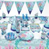 Toalha de mesa de desenho animado infantil transfronteiriça kk sereia louça Aili Roupa tema Crianças Bebê toalha de mesa de festa lenço de papel