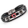 Pulsera Popular Europea y Americana Ojos Azules de Turquía Piel de Vaca para Hombre Personalidad Ojos del Diablo Acero Inoxidable Cuero