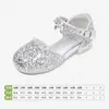Sandalias de Media Caña Snuffy para Niñas Estilo Nuevo Primavera y Otoño 2026 Zapatos de Princesa con Brillo y Cristales Moda Suela Suave Tacones Bajos Pequeños