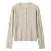 26 Outono Novo Simples Casual Cor Sólida Tricô Trançado Gola Redonda Cardigan Casaco Peça Externa Suéter 22995