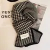 Cachecol para Mulheres, Estilo Coreano de Inverno, Dupla Face, Quente, Fofo, Estilo Estudante, Padrão Xadrez Pied-de-Poule Vermelho, Adequado para Sair