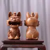 Adorno de Gato de la Fortuna Tallado en Madera de Azufaifo Natural, Pieza Decorativa de Mano, Artesanía Creativa para el Hogar y la Oficina, Fuente de Suministro