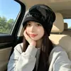 Gorro de tricô com padrão de estrelas retrô estilo coreano para mulheres, quente para outono e inverno, chapéu de lã com circunferência de cabeça grande, chapéu estilo americano solto para clima frio