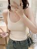 Camisola Dulce y Picante con Cuello en U para Mujer, Verano 2026 Anti-Exposición Ajustada Versátil Color Sólido Simple Sin Mangas con Hermoso Diseño en la Espalda